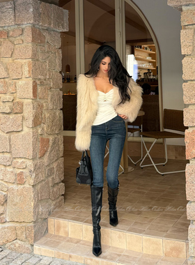 HELEN/经典百搭修身牛仔裤女显瘦翘臀直腿显瘦复古磨绒小脚长裤