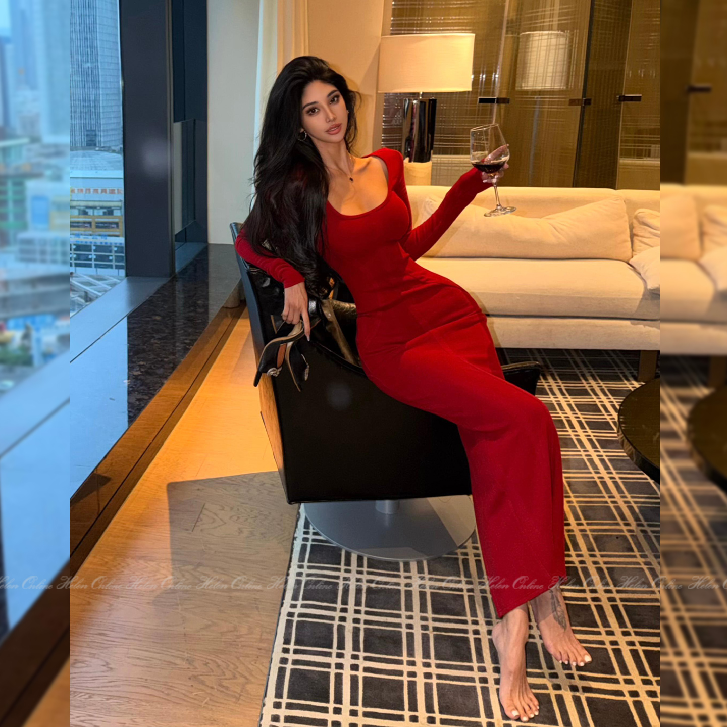 HELEN黑科技发热羊毛修身连衣裙