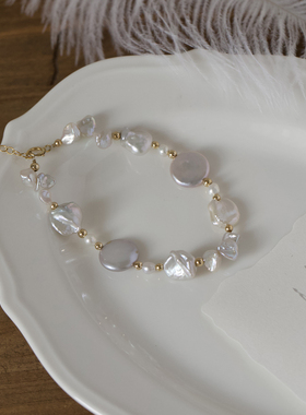 JUNJUNSTUDIO碎银花瓣巴洛克手链