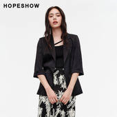 日常价 翻边中袖 红袖 夏新款 女装 翻驳领西装 外套