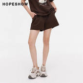 日常价 红袖 夏新款 女装 美拉德A字抽绳松紧腰短裤