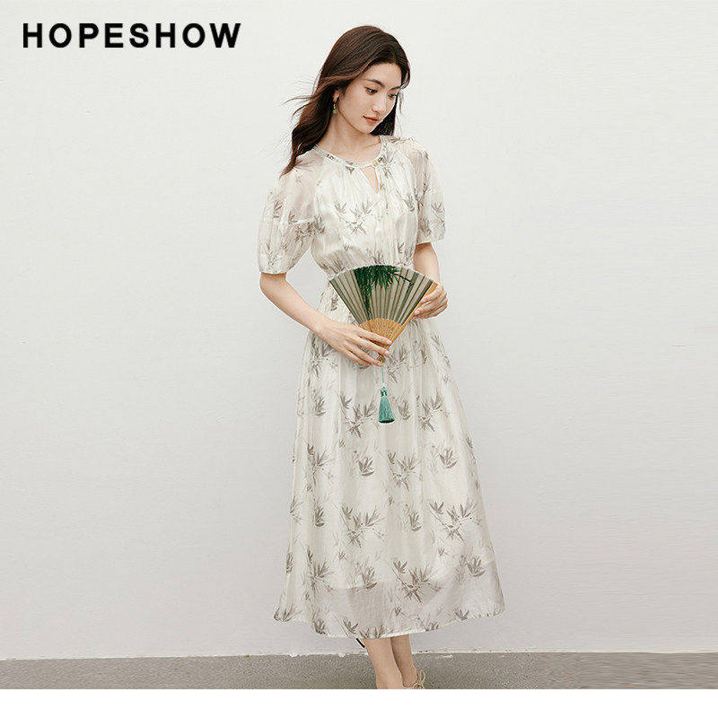 【日常价】红袖夏新款【清风竹影】灯笼袖圆领印花裙,女装/女士精品,连衣裙,淘宝优惠券,粉丝福利购,淘宝优惠卷