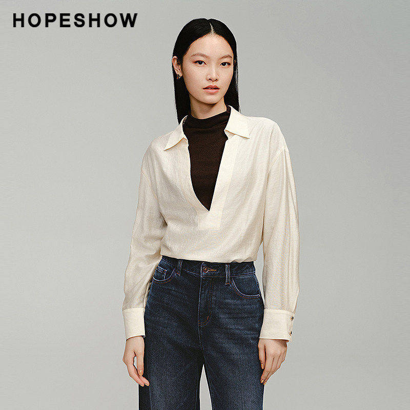 【日常价】红袖冬新款女装落肩V字翻领套头上衣,女装/女士精品,衬衫,淘宝优惠券,粉丝福利购,淘宝优惠卷