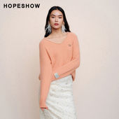 插肩袖 织带边V领套头 春款 女装 日常价 红袖