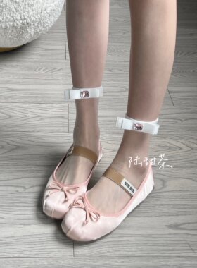 陆甜茶彩钻中筒夏季水晶透明蝴蝶结超薄款少女百搭仙女甜短袜
