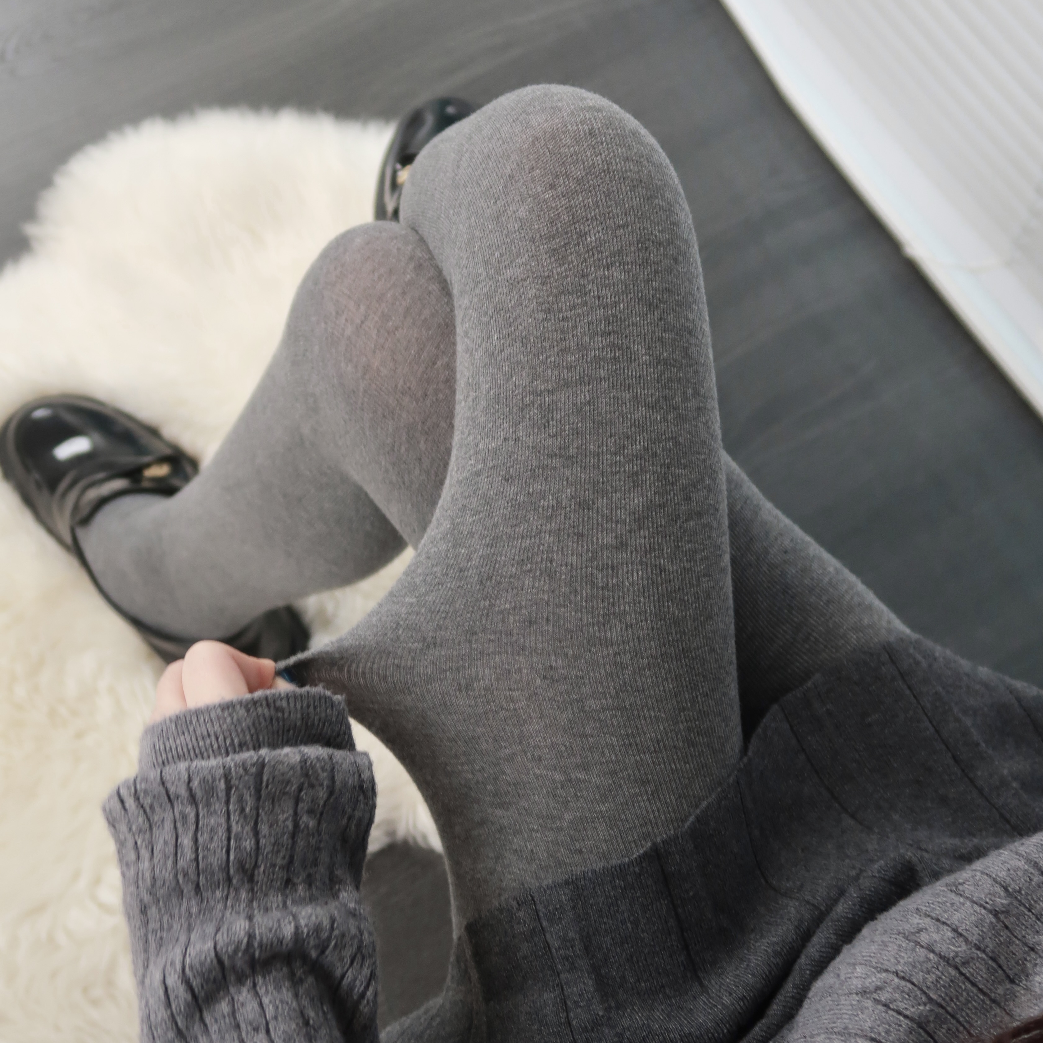 陆甜茶黑色压力显瘦连裤袜塑形加绒秋冬日系Jk灰色简约打底裤袜