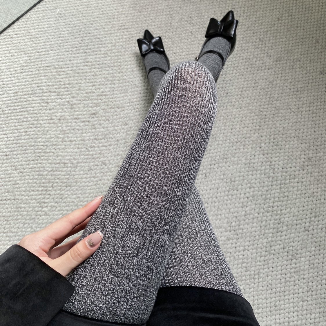 陆甜茶 东大门Helder老板娘同花纱粗线羊毛打底裤秋冬灰色连裤袜,女士内衣/男士内衣/家居服,连裤袜/打底袜,淘宝优惠券,粉丝福利购,淘宝优惠卷