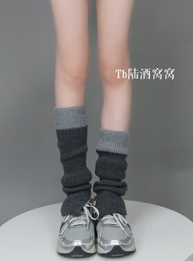 堆堆袜秋冬腿套袜套拼色