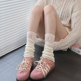 陆甜茶布标袜套薄款 y2k小腿堆堆袜子腿套 芭蕾风多巴胺女夏季