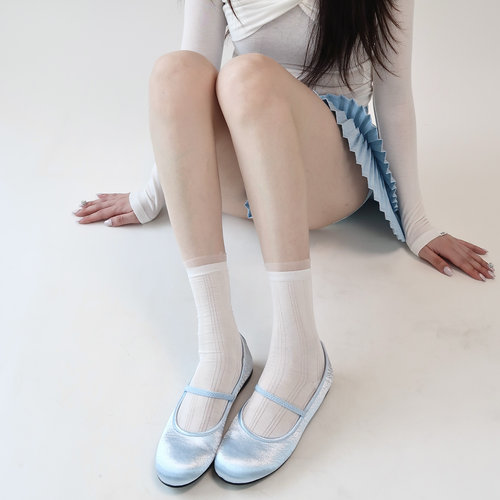 陆甜茶春夏薄纯色蕾丝花边韩系中筒袜子女日系jk袜子miu风堆堆袜