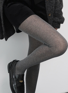 陆甜茶2024秋冬半透薄款纯棉灰色连裤袜女简约百搭纯棉外穿打底袜