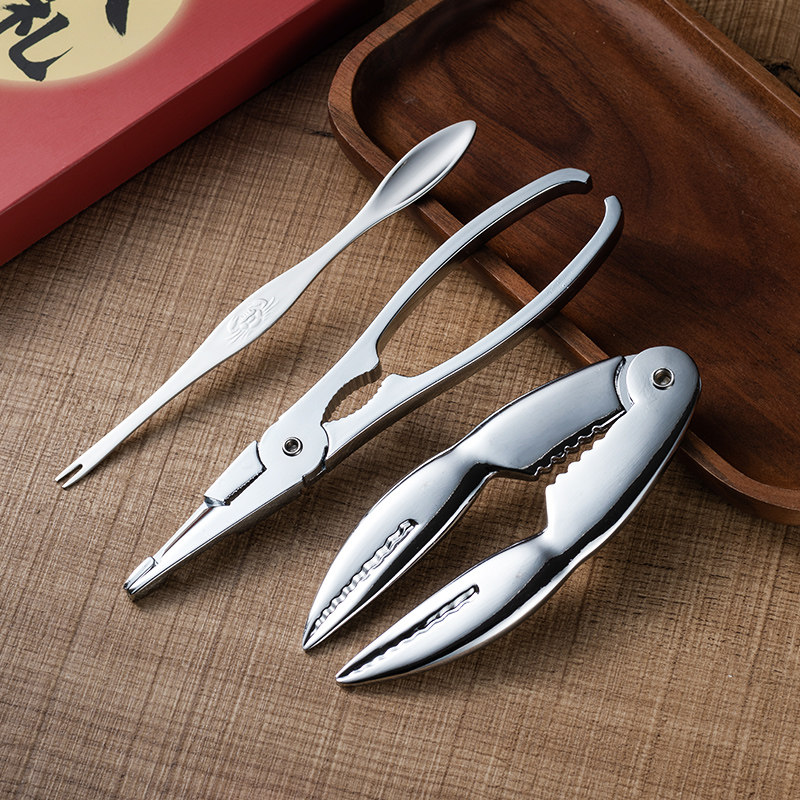 专用吃蟹工具螃蟹钳夹三件套蟹八件拆蟹夹螃蟹钳子剪刀剥螃蟹神器