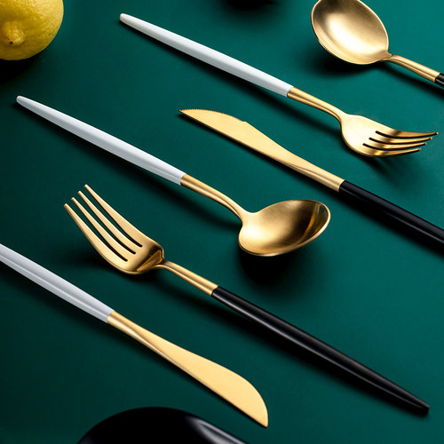 304不锈钢金色牛排家用刀叉套装
