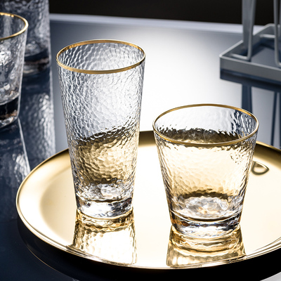 特价清仓金边锤目纹ins风玻璃杯