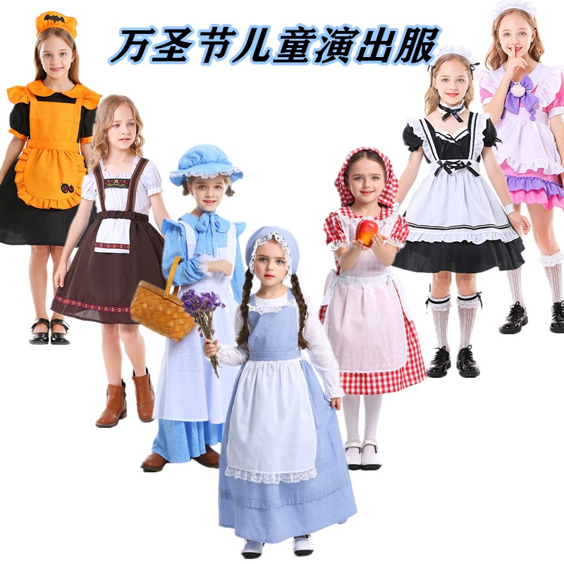 万圣节女巫女仆儿童演出服
