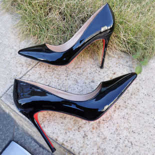 CL红底尖头高跟鞋细跟浅口女鞋2024秋欧美新款性感红底鞋10cm单鞋