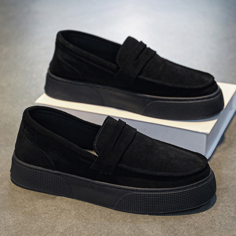 男鞋2026新款冬季一脚蹬厚底增高休闲板鞋男士黑色运动工作豆豆鞋,流行男鞋,单鞋,淘宝优惠券,粉丝福利购,淘宝优惠卷