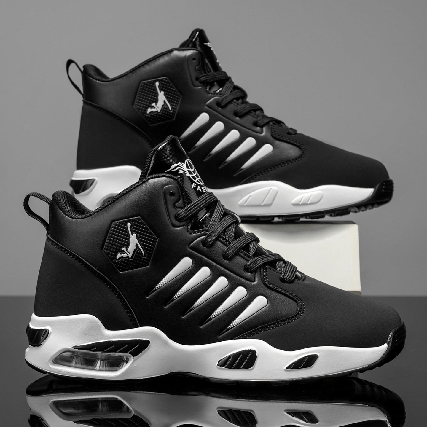 高帮男鞋冬季学生百搭篮球运动鞋青少年潮流休闲气垫减震老爹潮鞋