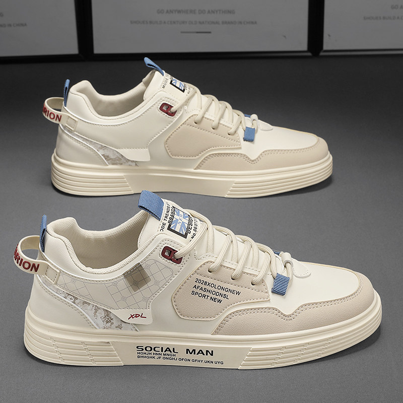 男鞋春季2026新款潮流运动皮面休闲板鞋学生百搭轻便软底防滑潮鞋,流行男鞋,单鞋,淘宝优惠券,粉丝福利购,淘宝优惠卷
