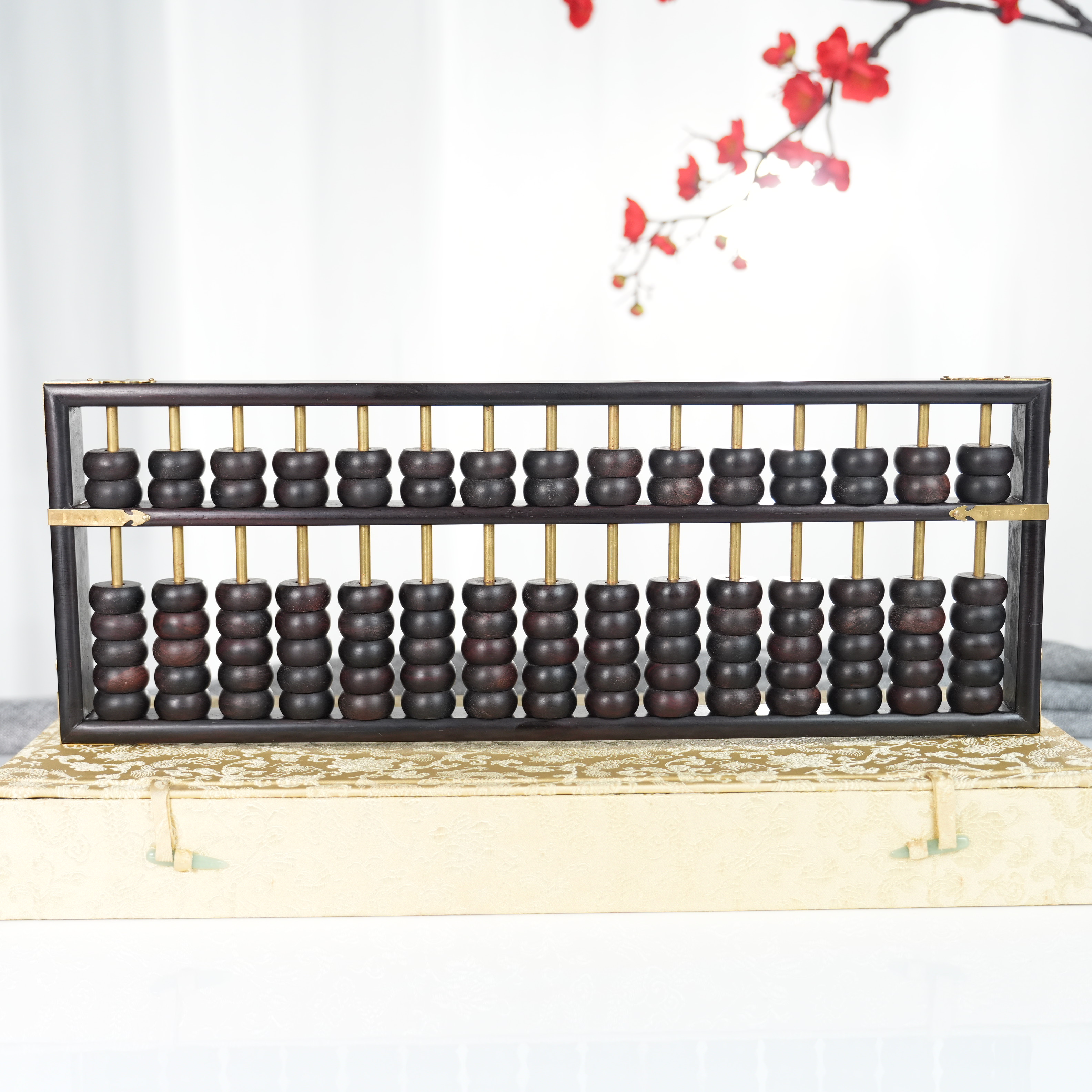 红木老式算盘实木算盘小学生珠心算大红酸枝中式珠算摆件商务送礼