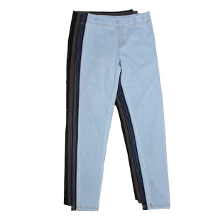 四面弹针织牛仔裤女小脚高腰春秋轻薄款松紧腰弹力八分外穿紧身裤