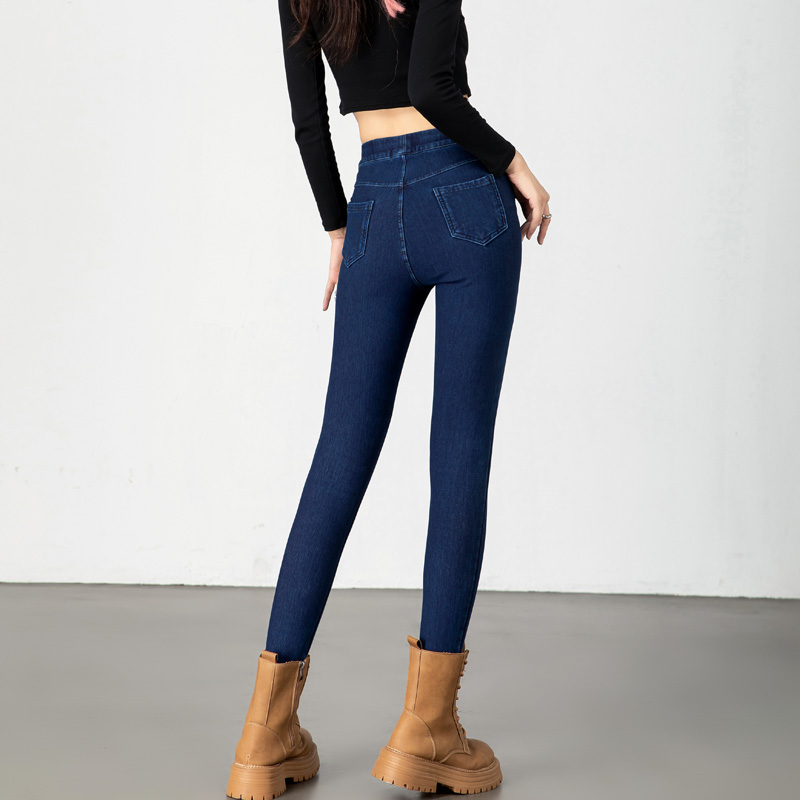 加绒加厚高腰四面弹紧身九分裤