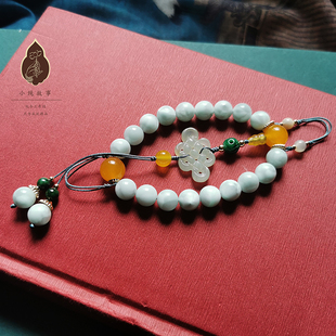 水佩风裳天然绿海纹石十八子压襟挂件褙子扣古风汉服旗袍服饰配件