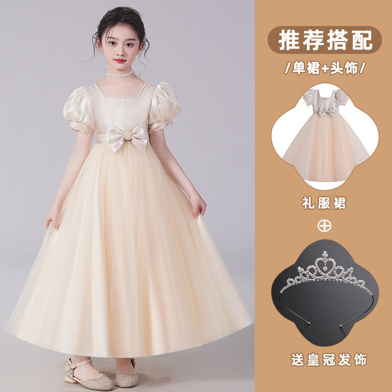 女童连衣裙2025夏超仙公主裙小女孩走秀钢琴朗诵主持人演出服学生