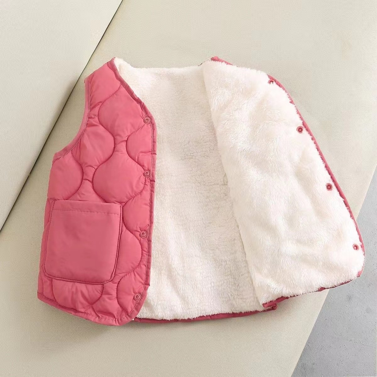 儿童羽绒棉双口袋马甲修身内搭中大童加绒加厚坎肩背心