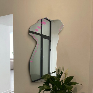 饰镜面软镜子贴墙自粘 饰画装 女性优雅旗袍全身镜落地镜软装 墙面装