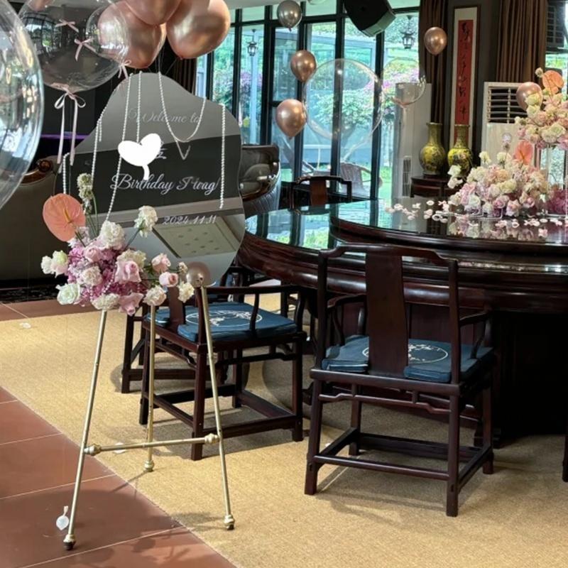 北欧婚礼照片画架铁艺框架迎宾水牌海报展示架婚庆油画落地支架