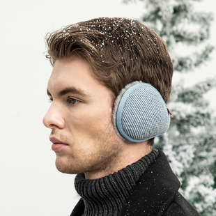 澄湖螺冬季新品耳罩男冬保暖时尚耳包毛绒耳套女条纹牛仔蓝护耳暖