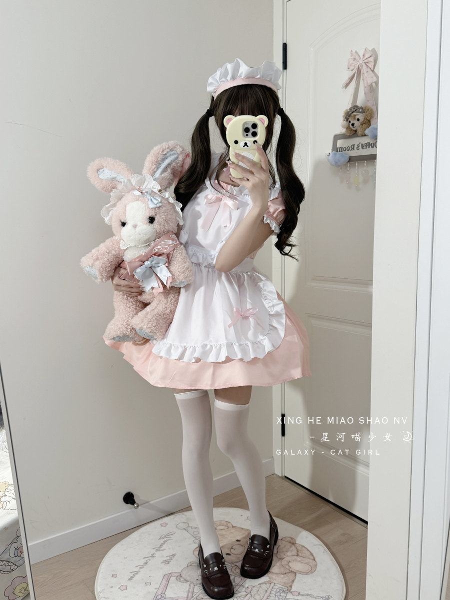 星河喵少女*甜美可爱女仆装软妹粉色爱心公主洛丽塔lolita连衣裙