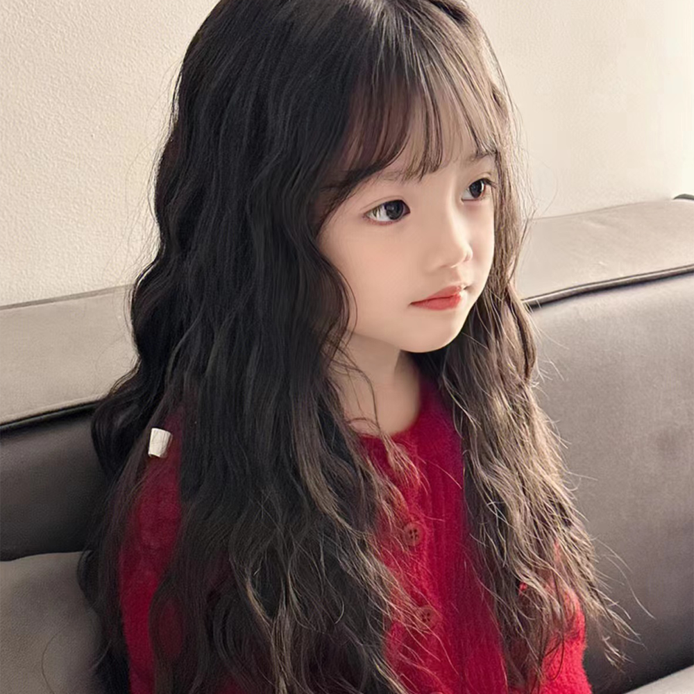 儿童假发女宝宝可爱羊毛卷增发量自然长卷发修脸泡面卷节日风全头