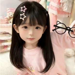 儿童假发日系甜美长直发可爱萝莉空气刘海日常蓬松黑长直经典全头