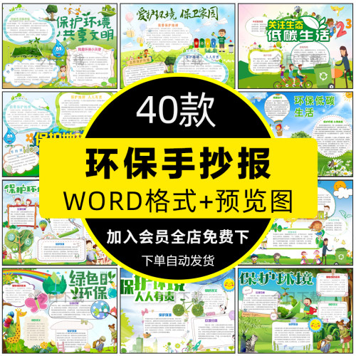 保护环境低碳环保手抄报模板小学生绿色出行黑白线稿电子小报素材