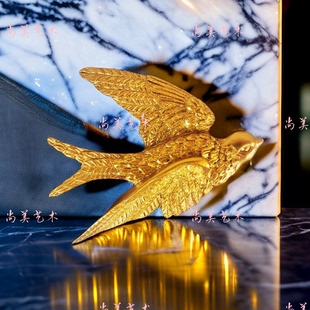 金色壁挂欧式墙面客厅壁饰挂件小燕子挂饰轻奢墙上创意画框装饰品