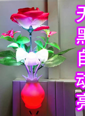光控小夜灯七彩渐变led节能光感应婴儿喂奶卧室床头睡眠夜用夜灯