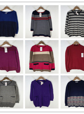 复古着vintage日韩尖货英伦风森女系条纹卡通印花套头纯毛衣M1061