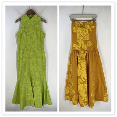 复古着vintage外贸精选民族风森女系宫廷印花棉布抹胸连衣裙P8065