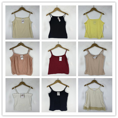 复古着vintage外贸精选校园风甜美系纯色休闲款夏季背心吊带Q0482