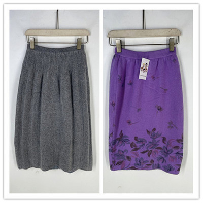 复古着vintage日韩精选民族风森女系纯色印碎花卉兔毛半身裙S9111