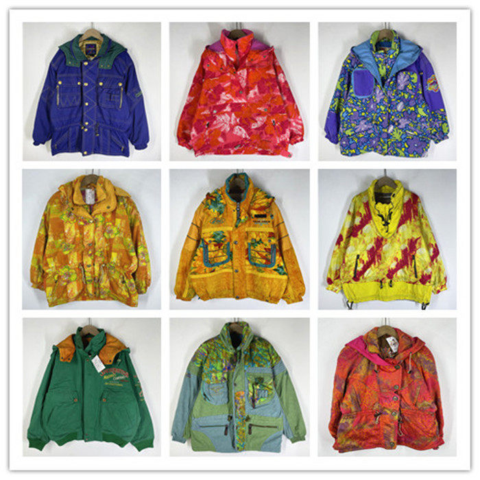 复古着vintage日韩尖货校园风森系渲染油画印花冲锋风衣外套F0563