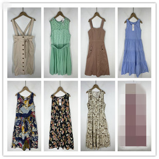 复古着vintage外贸精品学院风甜美系格子印碎花卉棉布连衣裙P4861