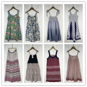 复古着vintage日韩精选校园风森女系格子印碎花卉棉布连衣裙P6563