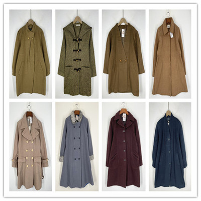 复古着vintage日韩精品英伦风森系纯色休闲百搭毛呢大衣外套C1461