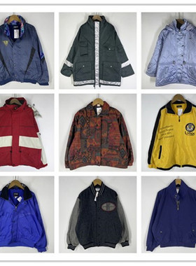 复古着vintage外贸尖货英伦风森系字母徽章LOGO冲锋风衣外套F0261