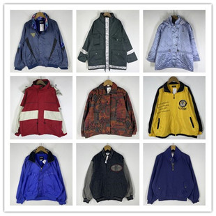 复古着vintage外贸尖货英伦风森系字母徽章LOGO冲锋风衣外套F0261