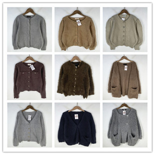 复古着vintage日韩精选学院风森女系纯色绣花百搭开衫兔毛衣X4912