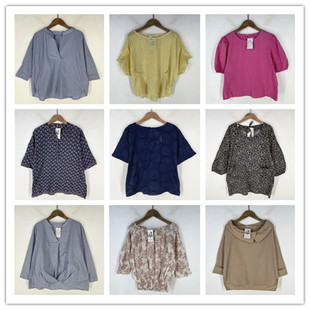 复古着vintage日韩精品学院风森女系纯色印碎花卉棉麻布衬衫 Z1263